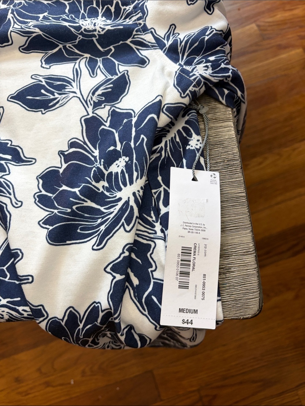 Liz Claiborne Navy and White Floral Zip Jacket - Picture 2 of 5